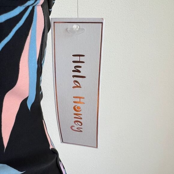 Hula Honey Floral Plunge Tankini Swim Top Black Size XS Juniors NWT - Picture 6 of 12